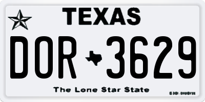 TX license plate DOR3629