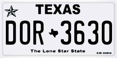 TX license plate DOR3630