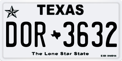 TX license plate DOR3632