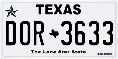TX license plate DOR3633