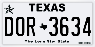 TX license plate DOR3634