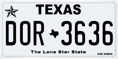 TX license plate DOR3636