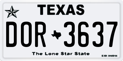 TX license plate DOR3637