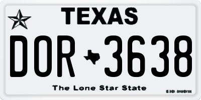 TX license plate DOR3638