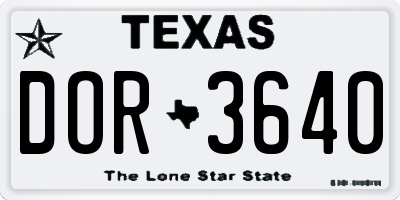 TX license plate DOR3640