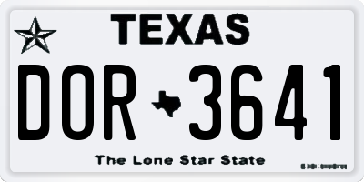 TX license plate DOR3641
