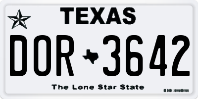TX license plate DOR3642
