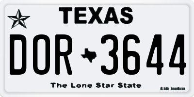 TX license plate DOR3644