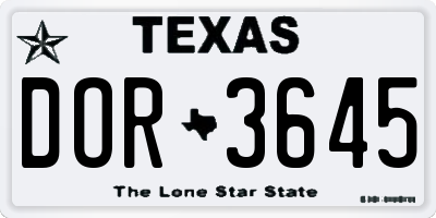 TX license plate DOR3645