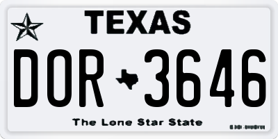 TX license plate DOR3646