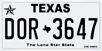 TX license plate DOR3647
