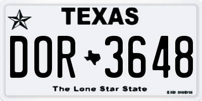 TX license plate DOR3648