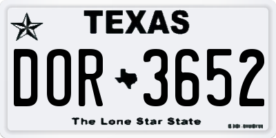 TX license plate DOR3652