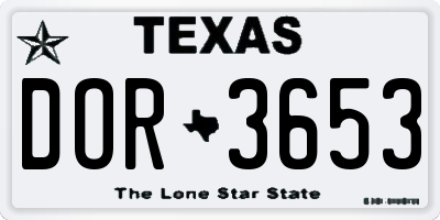 TX license plate DOR3653