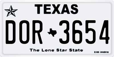 TX license plate DOR3654