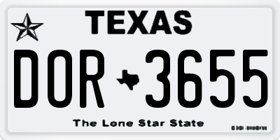 TX license plate DOR3655