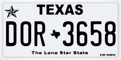 TX license plate DOR3658