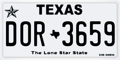 TX license plate DOR3659