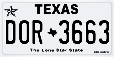 TX license plate DOR3663