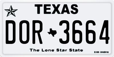 TX license plate DOR3664