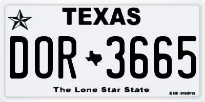 TX license plate DOR3665
