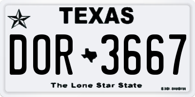 TX license plate DOR3667