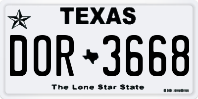 TX license plate DOR3668