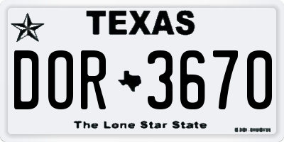 TX license plate DOR3670