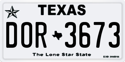 TX license plate DOR3673
