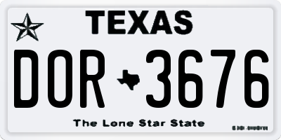 TX license plate DOR3676