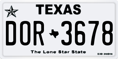 TX license plate DOR3678
