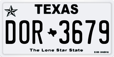 TX license plate DOR3679