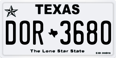 TX license plate DOR3680