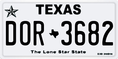 TX license plate DOR3682