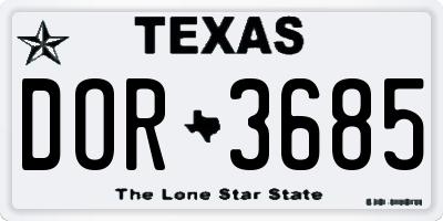 TX license plate DOR3685