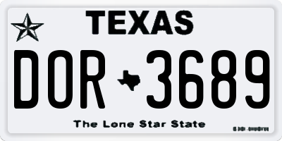 TX license plate DOR3689