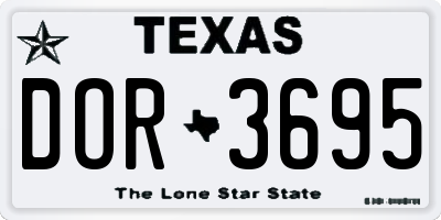 TX license plate DOR3695