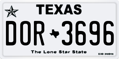 TX license plate DOR3696