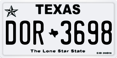 TX license plate DOR3698