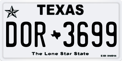 TX license plate DOR3699