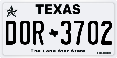 TX license plate DOR3702