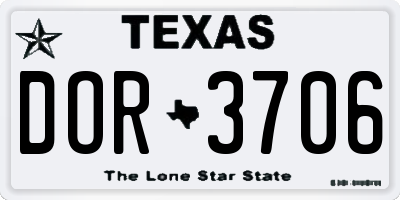 TX license plate DOR3706