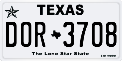 TX license plate DOR3708