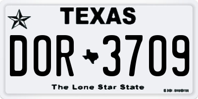 TX license plate DOR3709