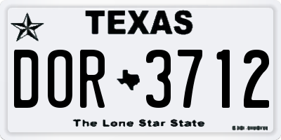 TX license plate DOR3712