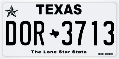 TX license plate DOR3713