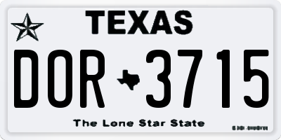 TX license plate DOR3715