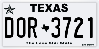 TX license plate DOR3721