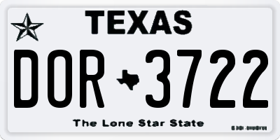 TX license plate DOR3722