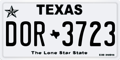 TX license plate DOR3723